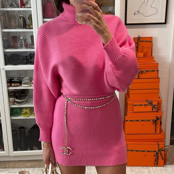 🦋 Bloggers Favorite 🦋 NEW ZARA PINK HIGH NECK KNIT SWEATER SZ M REF. 5536/123 - Picture 2 of 13